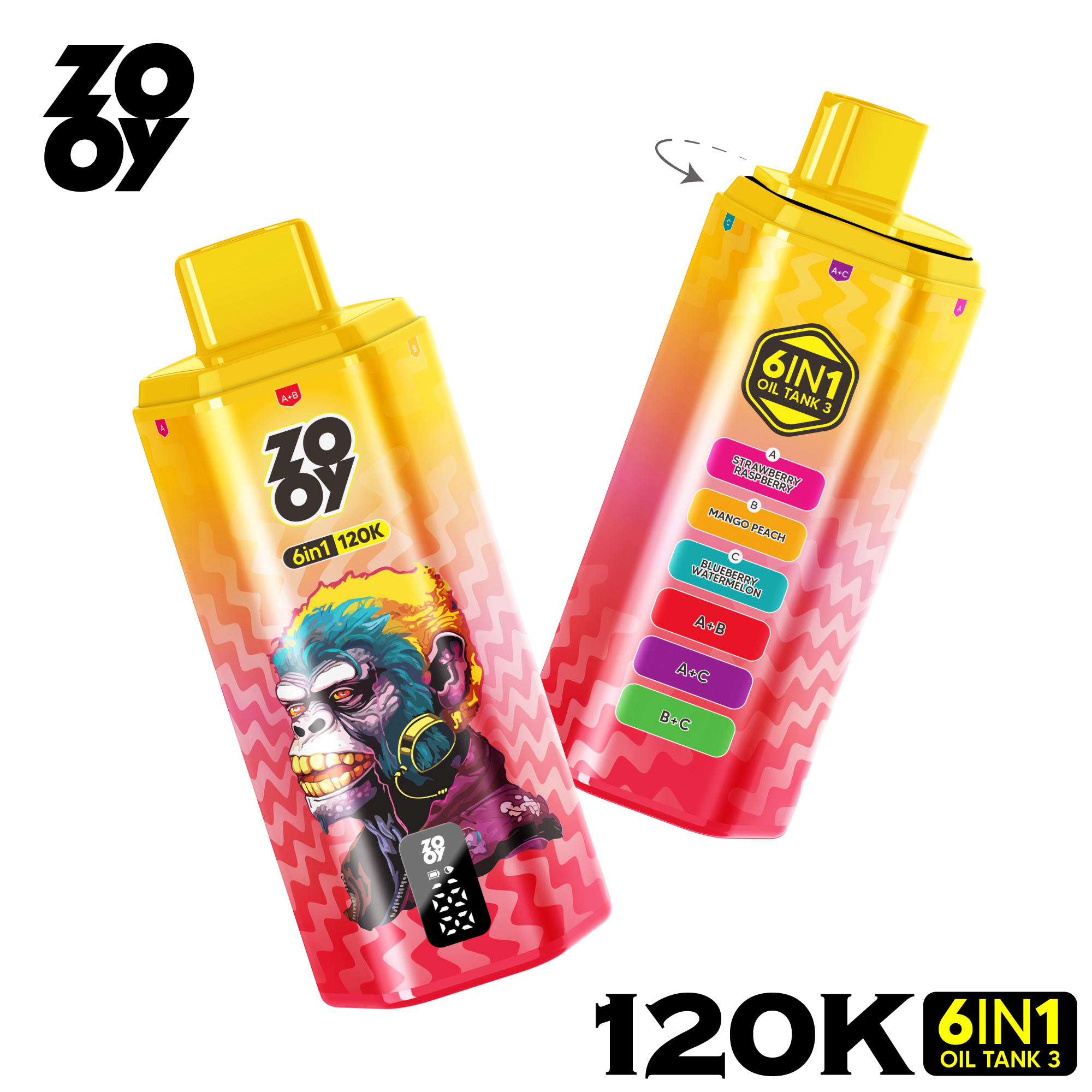 ZOOY 6 w 1 120 tys. Jednorazowe puszki Vape 140 tys. Sześć w jednym smaku Magazyn UE