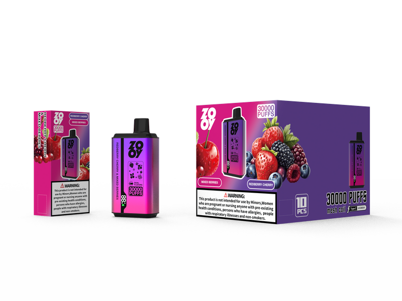 ZOOY twins 30000 2 w 1 jednorazowe puff Vape 120K podw&oacute;jny smak magazyn UE-czerwona wiśnia i mieszane jagody