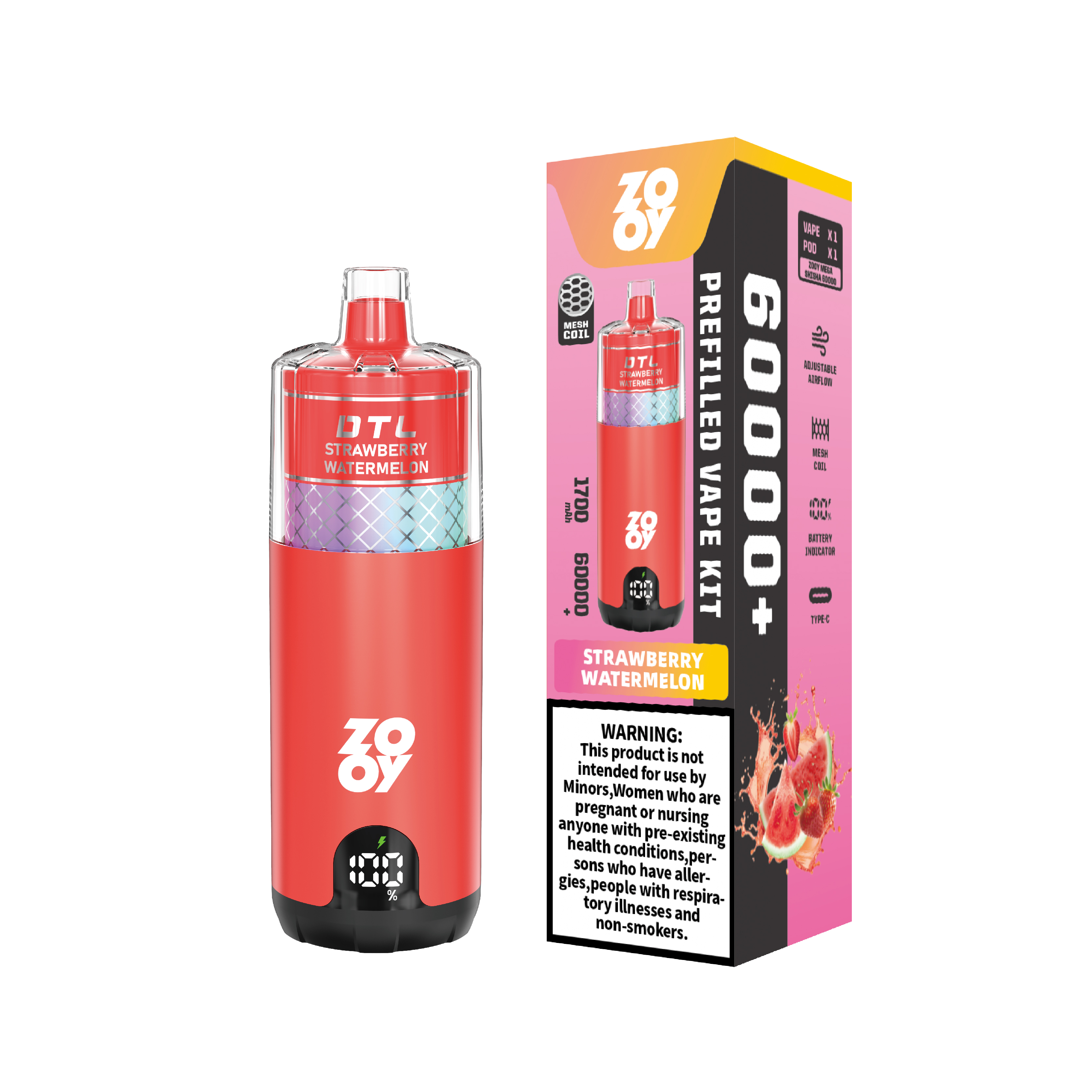 ZOOY ZOOY VAPE MEGA 60000 120k Jednorazowy Vape Trzy smaki Magazyn UE-pech berry