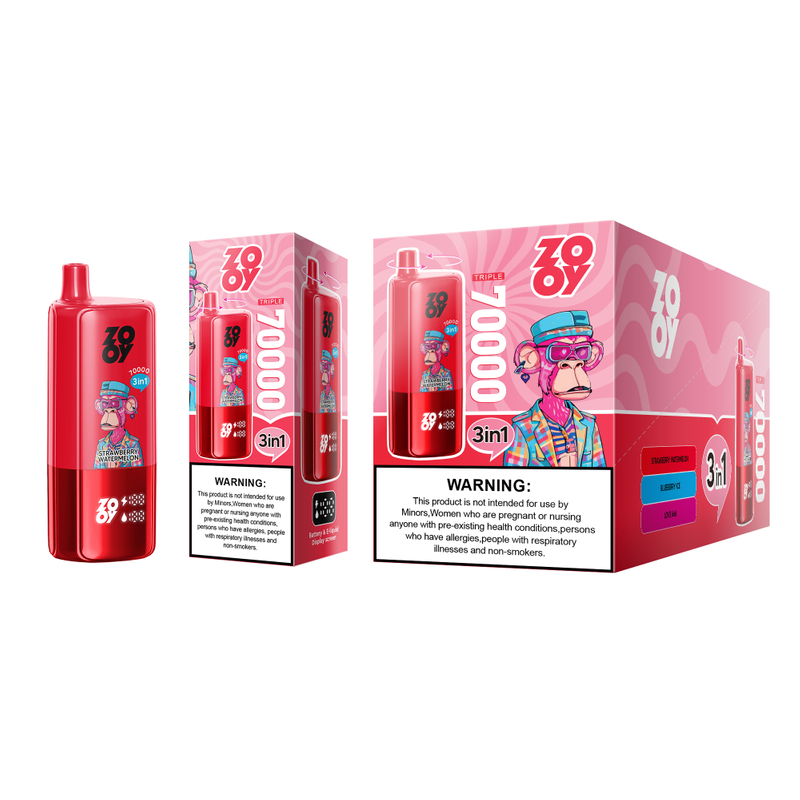 ZOOY VAPE POTR&Oacute;JNY 70k 120k Jednorazowy Vape Trzy smaki Magazyn UE-Truskawkowy arbuz i Bor&oacute;wka lodowa &Love 666
